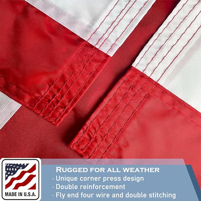 Nylon Embroidered American US Flag 5x8 FT 100% Made in The USA- Heavy Duty Vibrant Colors United States Flag with Embroidered Stars and Sewn Stripes for Home/Company/Indoor Outdoor Decoration (FMAA Certified)