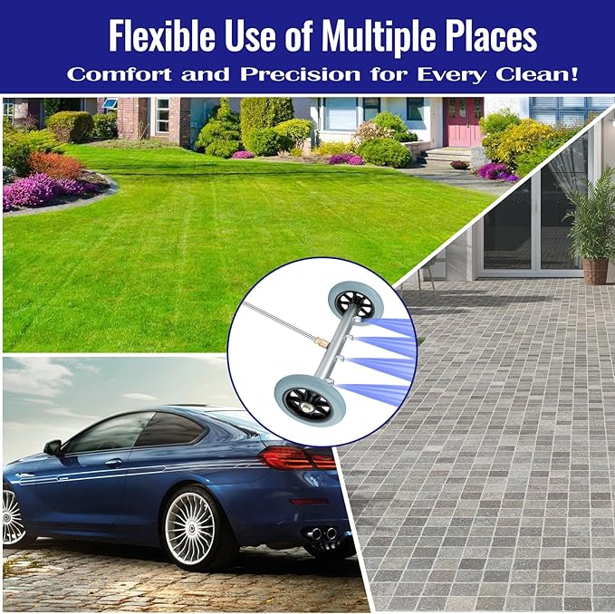 Selkie Pressure Washer Undercarriage Cleaner, 16 Inch Undercarriage Car Washer, Pressure Washer Under Car Cleaner with 3 Pcs Extension Wand, 4000 PSI Connect, Additional 1.1 mm Orifice Nozzle