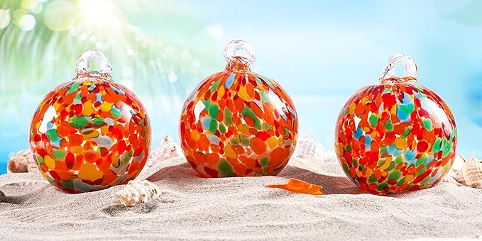 EUSTUMA Hand Blown Glass Witch Ball,Glass Ball Ornament Hanging Garden Gazing Ball Indoor Outdoor Home Décor. (3)