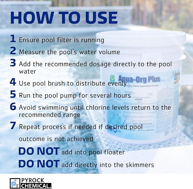 Pool Shock by Aqua Org Plus - 65% Granular Cal Hypo - Swimming Pool Shock for In-Ground, Above Ground, Spas & Hot Tubs - 25 Pound Pail