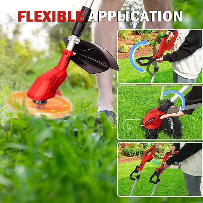Cordless String Trimmer Compatible with Milwaukee 18V Batteries,Folding 3 in 1 Electric Weed Wacker with Brushless Motor,8 INCH Electric Weed Wacker/Edger Trimmer for Lawn,Garden,Yard(Tool Only)