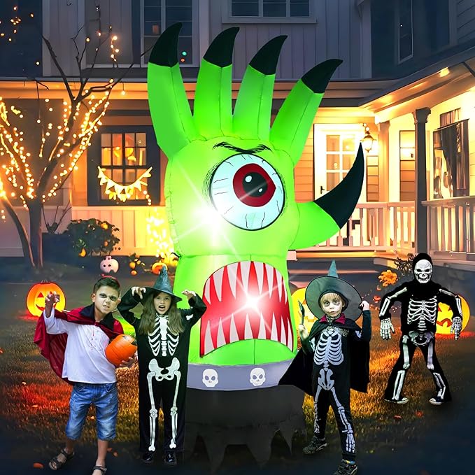 8FT Green Palm, Halloween Outdoor Inflatable Decoration, Contains LED Lights, Suitable for Outdoor lawns, Gardens, terraces and Halloween Parties