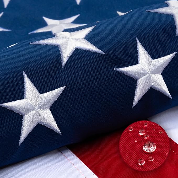 Deluxe Cotton American Flag 4x6 FT for Outside, Tear Resistant US Flags High Wind with Embroidered Stars, Sewn Stripes, the Best Indoor Outdoor Flag