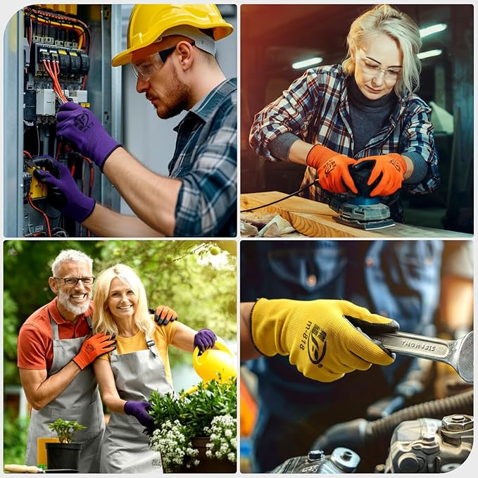 Gardening Gloves for Men Women Breathable Rubber Coated Working Gloves for Gardening, 9.1 Inch