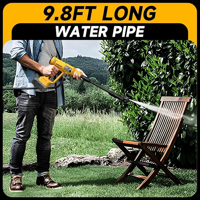 Cordless Pressure Washer for Dewalt 20V Battery 700 PSI Portable Handheld Power Washer with 6-in-1 Nozzle Foam Cannon for Car Floor Fence Wall Cleaning (Battery Not Included)