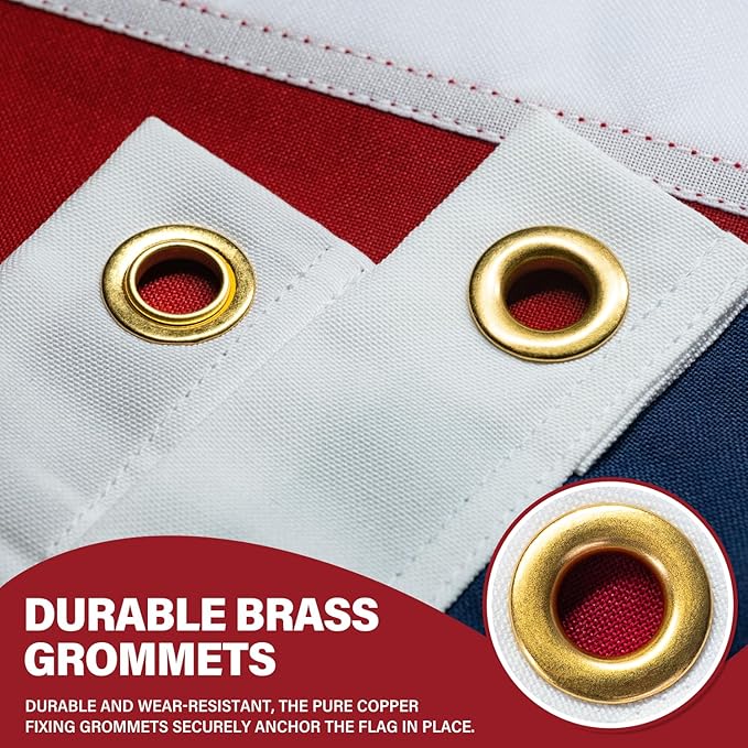 American Flag 6x10 ft for Outside, Tearproof Super Tough Series, Heavy Duty Spun Polyester, All Weather US Flag High Wind with Embroidered Stars, Brass Grommets, Ultra Durable USA Flags for Outdoor