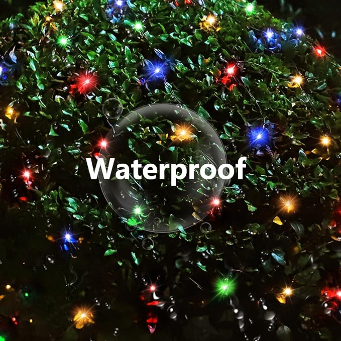 Solar Net Lights Outdoor Mesh Lights Christmas Decorations, 200LED String Tree Wrap Waterproof 19 Modes for Bushes, Fence,Garden, Shrubs,Trunk, Halloween,Xmas Decor (Multi-Colored, 9.8ft x 6.6ft)