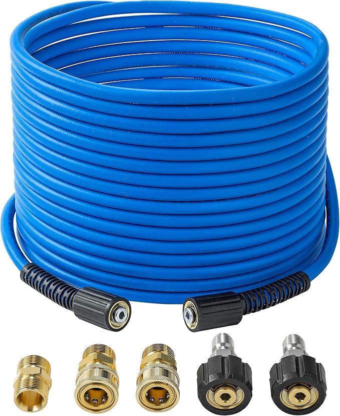 Pressure Washer Hose – 1/4" X 50 FT High Power Washer Extension Hose – Kink & Wear Resistant High Pressure Hose for Replacement – Compatible with M22 Fittings – 3600PSI