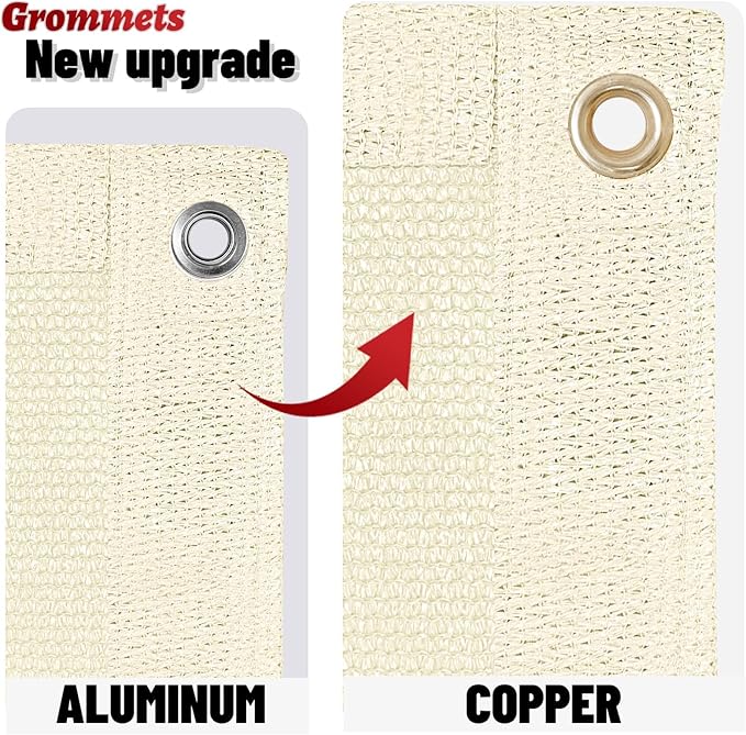 SUNNY GUARD Shade Cloth Custom Size 7x21 FT Sun Shade Screen Fabric Shade Cover Tarp with Grommets for Pergola Backyard Garden, Butter Cream(We Customized)