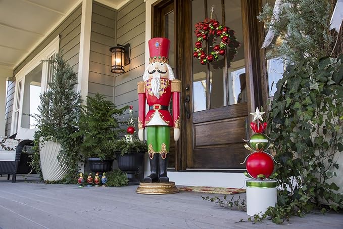 Evergreen 4.5 Foot Tall Nutcracker Christmas Decor Indoor Outdoor Garden Statue | Traditional Regal Figure Soldier | Holiday Life Size | Outdoor Safe