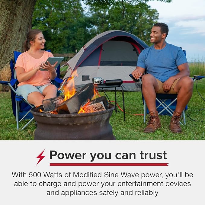 Cobra POWER 500W Power Inverter, Portable – 500-Watt Car Charger, 2 Grounded AC Outlets, 2 Fast Charge USB Ports and Remote Controller (CPIALCDG1) Compatible