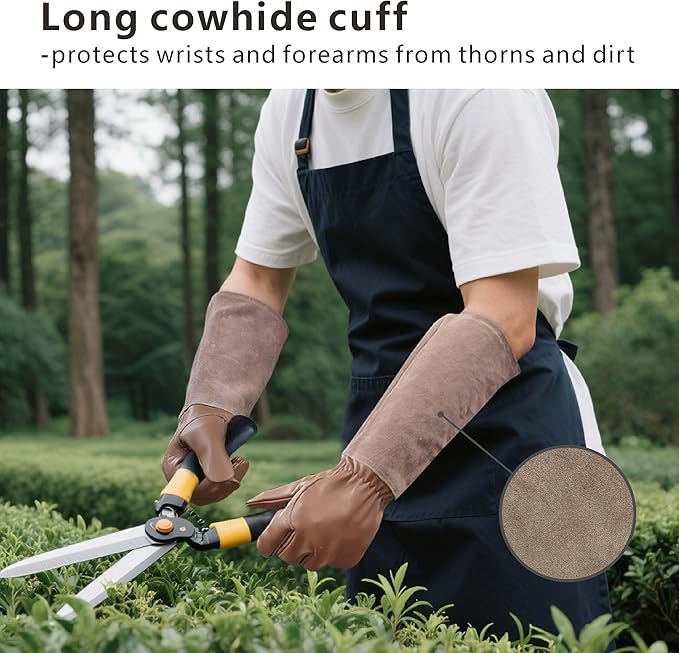 Rose Pruning Gloves Thorn Resistant, Embroidery Gardening Gloves with Extra Long Forearm Protection