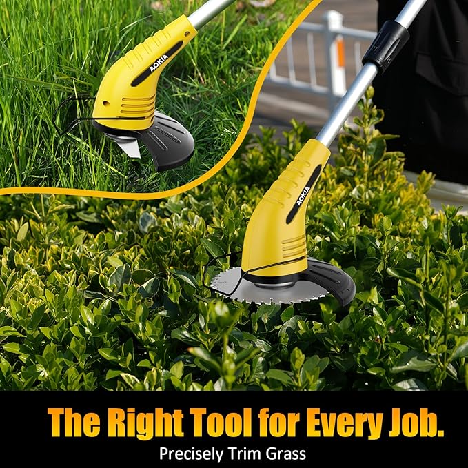 Aokia Cordless Weed Wacker Electric String Trimmer/Edger: 2.0Ah Battery Powered with Fast Charger, Lightweight Weed Trimmer Grass Cutter for Lawn, Garden, Yard Work