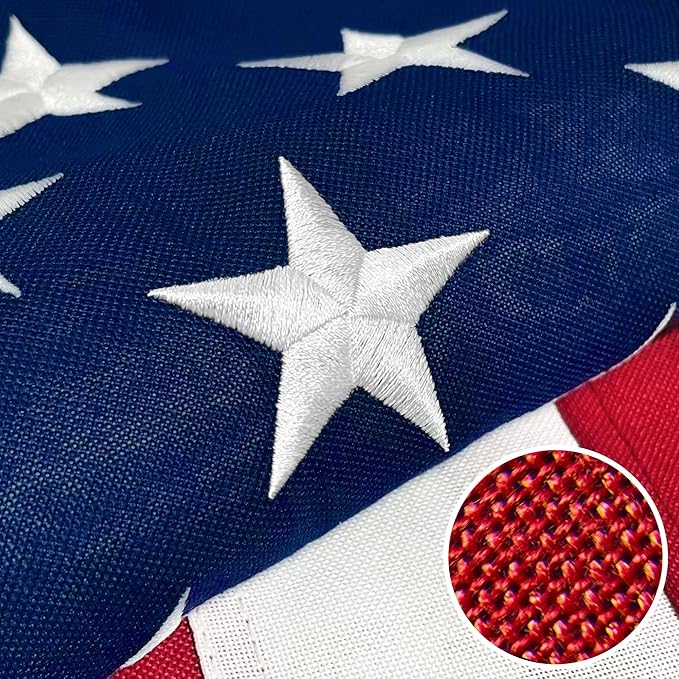 Premium American Flag 3x5 Ft 3 Pack TearProof Series for Outside, Heavy Duty Outdoor，Longest Lasting, Super Tough Fade Resistant Spun Polyester, High Wind US Outdoor Flags Embroidered Stars, Sewn Stripes, Brass Grommets