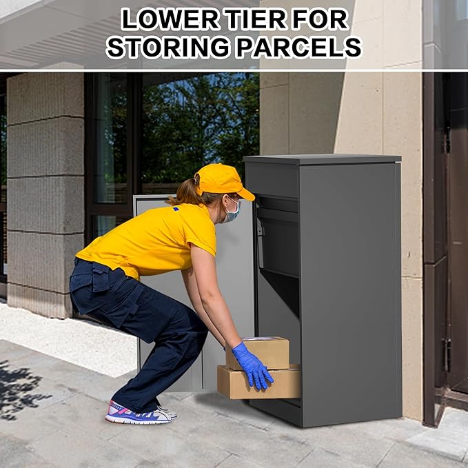 Package Delivery Boxes for Outside,Enlarged Porch Box for Packages with Coded Lock,Large Space,Waterproof,Cold-Rolled Steel Package Lock Box (19.7”x16.1”x41.3”)