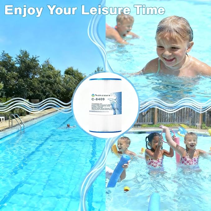 Savener® C-8409 Pool Filter Cartridge, Compatible with Hayward C900, CX900RE, Unicel C-8409, Filbur FC-1292, Sta-Rite PXC-95, Waterway Pro Clean 100, C-900, PA90, 25230-0095S, 90 Sq. Ft, 1 Pack