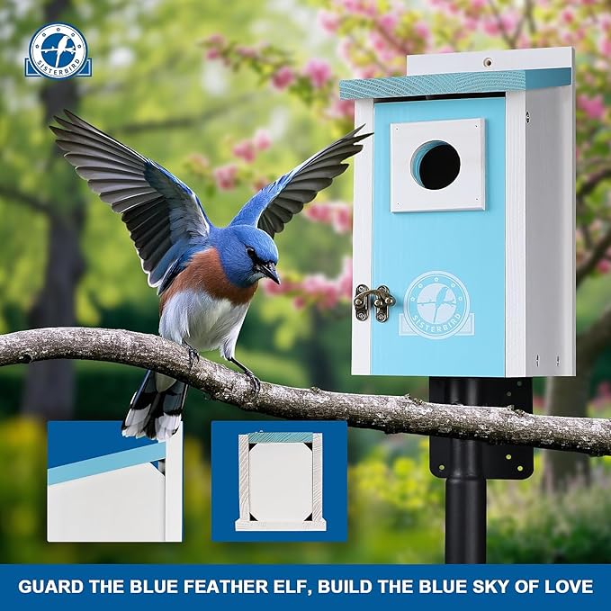 Bird Houses for Outside, Ice Blue Bird House, Bluebird Houses for Outside, Garden Decoration Birdhouses for Outdoors, Bluebird Finch Swallow Wren Chickadee