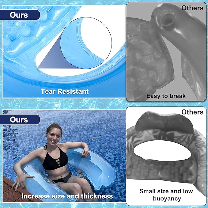 4 Pack Pool Floats Adult, PuppyuWill Minimalist Design Pool Chair Float, 46"X36" Mood-Boosting Colors, Drifter, Chair, Hammock 3-in-1 Inflatable Pool Toys for Pool Party, Lake, River, Sea, Outdoor