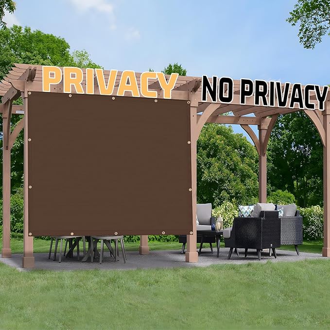 SUNNY GUARD Shade Cloth Custom Size 3x16 FT Sun Shade Screen Fabric Shade Cover Tarp with Grommets for Pergola Backyard Garden, Brown(We Customized)
