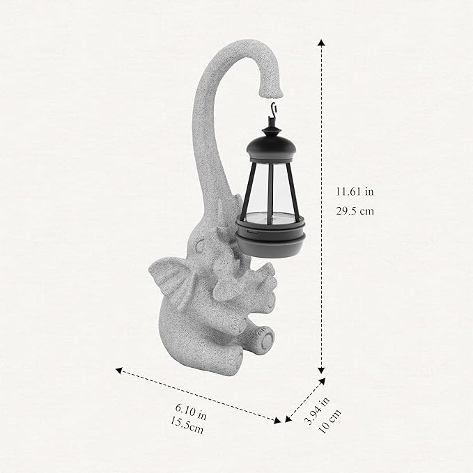 Solar Powered Outdoor Figurine Lights, 10 Inch Waterproof Animal Elephant Statue Light, Suitable for Decorations for Patio, Balcony, Lawn, Courtyard, Etc.(Chest)