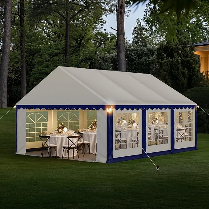 GREEN PARTY 13x26FT Party Tent Heavy Duty, Large Wedding Event Shelters with 3 Carry Bags & Removable Sidewalls, Outdoor Canopy Gazebo Commercial Tent for Carport Camping Garden Patio