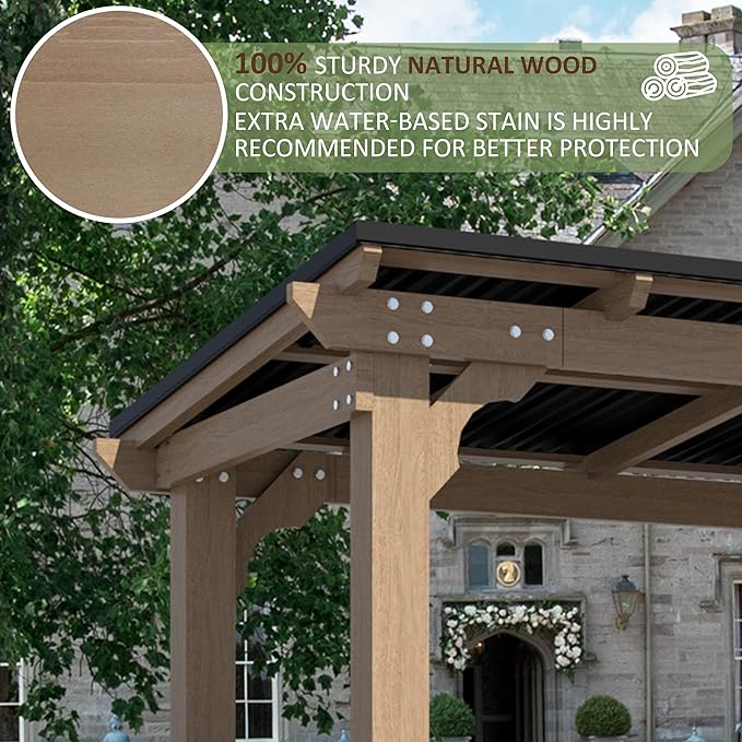 8 x 5 FT Wooden Grill Gazebo with Sloping Metal roof, 2 Full Size Grills, BBQ Canopy for Outdoor Patio, Lawn, Garden, Light Mocha Brown