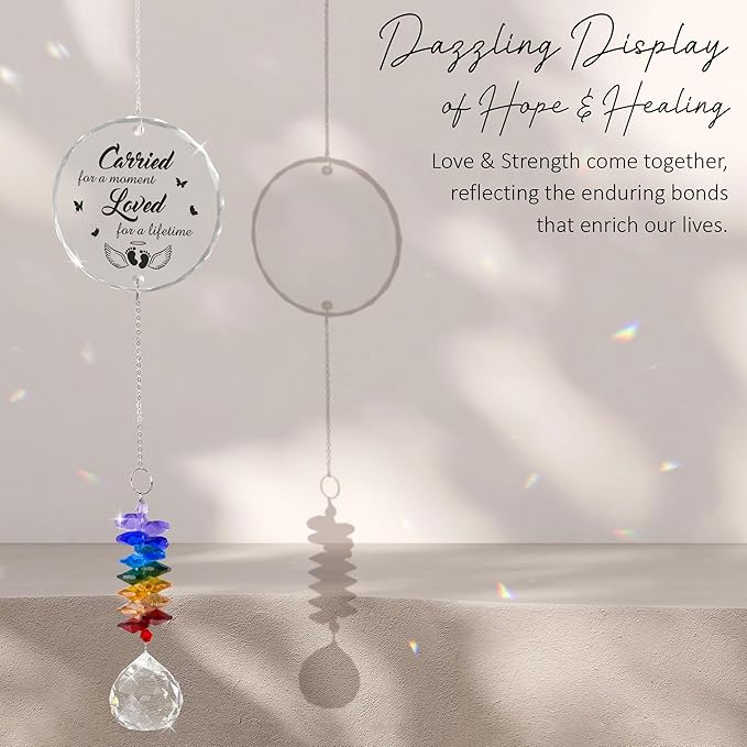Glass Ornament Suncatcher - Infant Loss Gift - Sympathy Gift for Loss of Loved One - Memorial Ornaments - Heaven Keepsake - Daily Remembrance - Grieving Gifts for Mom, Sisters, Friends