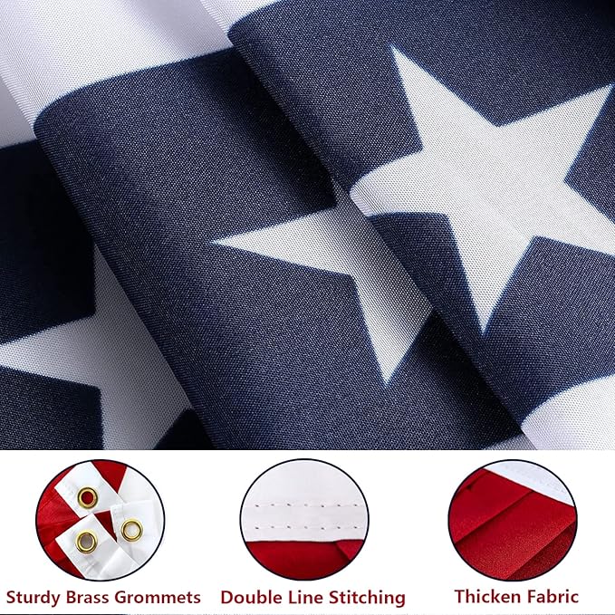 3x6 Ft USA Pleated Fan Flag, American US Flag Bunting for Outside, Patriotic Half Fan Banner Flag with Brass Grommets for 4th of July Indoor Outdoor Decorations,6 pack
