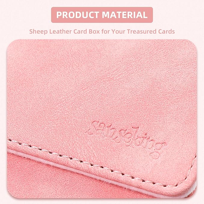 Magic Card Deck Box for MTG Single Deck Card Box fits 100+ TCG Sleeved Cards Soft Leather Card Box Top loading Card Boxes Magic Gift for MTG TCG CCG (Vertical,Pink)