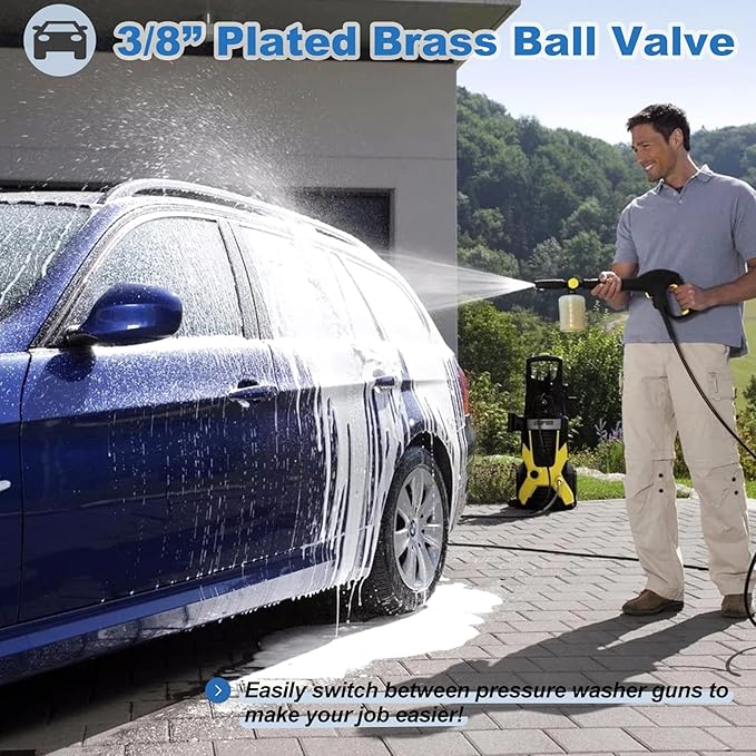 Ball Valve Pressure Washer, DN10 Ball Valve, 3/8" High Pressure Ball Valve for Power Washer Hose, 5000 PSI (3/8" Female BSP)