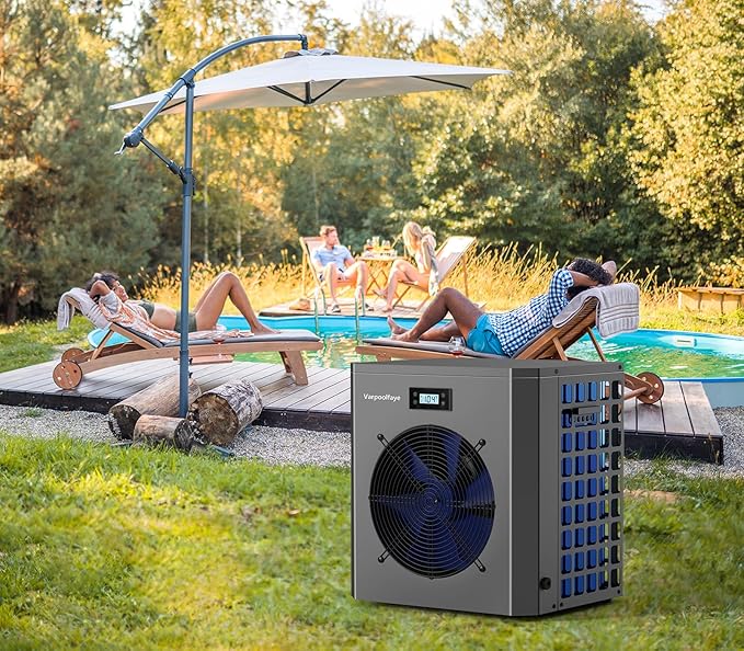 16000BTU Above Ground Pool Heat Pump for 5000 Gallon Pools, WiFi Smart Control, Titanium Heat Exchanger, 110V-120V/60Hz Efficient Heating
