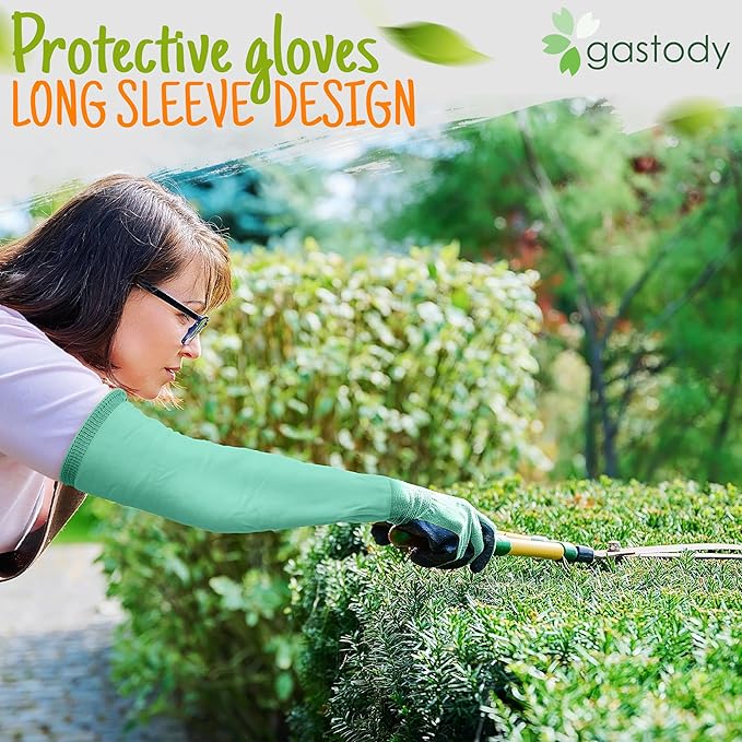 Gastody™ Long Sleeve Gardening Gloves Women and Men - Long Cuff Garden Gloves, Multipurpose Heavy Duty Outdoor and Indoor
