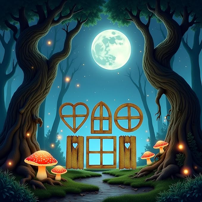 6Pcs Brown Wooden Fairy Garden Door, Blank Door Fairy House Doors and Windows Ornaments Tree Statues for Tree Trunk Yard Decoration, Miniature Gardens Buildings , Garden Sculptures and Statues