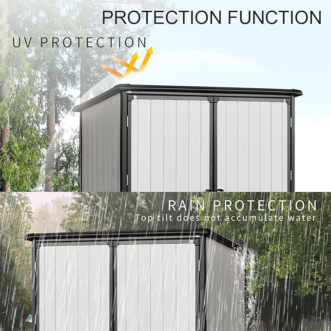 5x3ft Outdoor Storage Shed, Resin Cabinet with Lockable Doors – Weatherproof Storage for Bikes, Patio, Tools & More – Durable & Stylish (Black) (1 Doors)