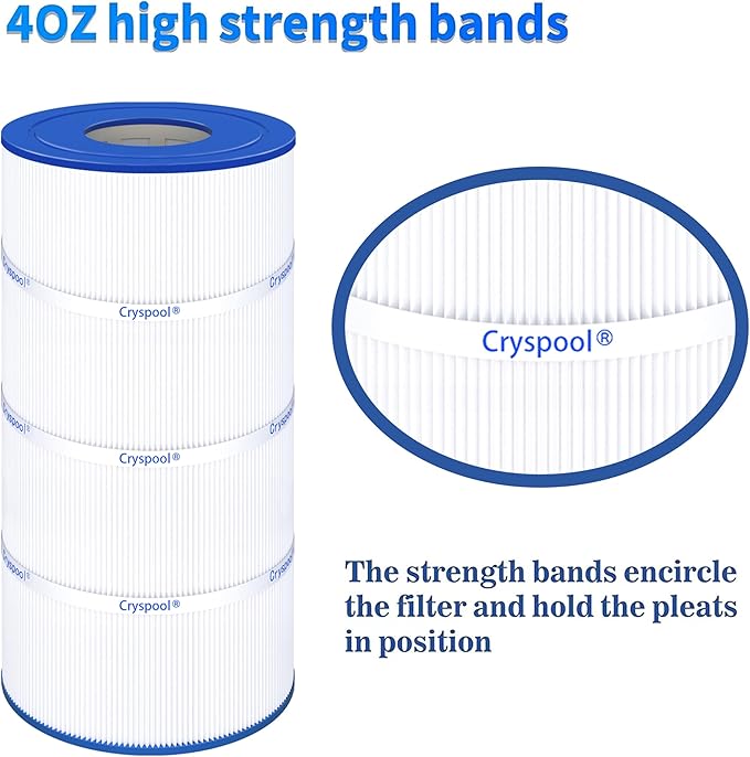 Cryspool® 07031 Filter Compatible with CCP240, R173572, Quantum-240, 178569, C-7469, PCC60, Ultral-A4, FC-1975, 4×60 Sq. Ft Pool Filter Cartridge, 4 Pack