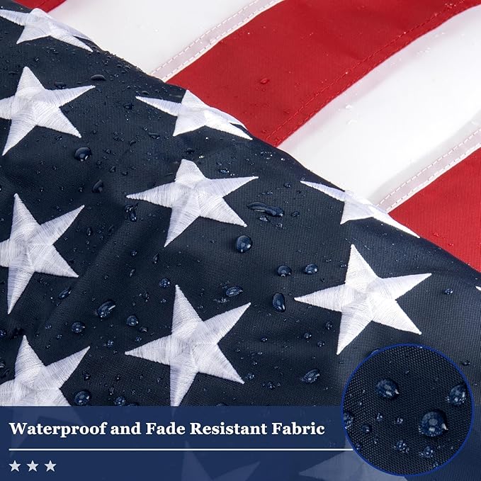 420D American Flags for Outside 3x5 Ft. American Flags 3x5 Ft Outdoor Heavy Duty. Indestructible US Flags with Embroidered Stars, Sewn Stripes, Brass Grommets and Vivid Colors.