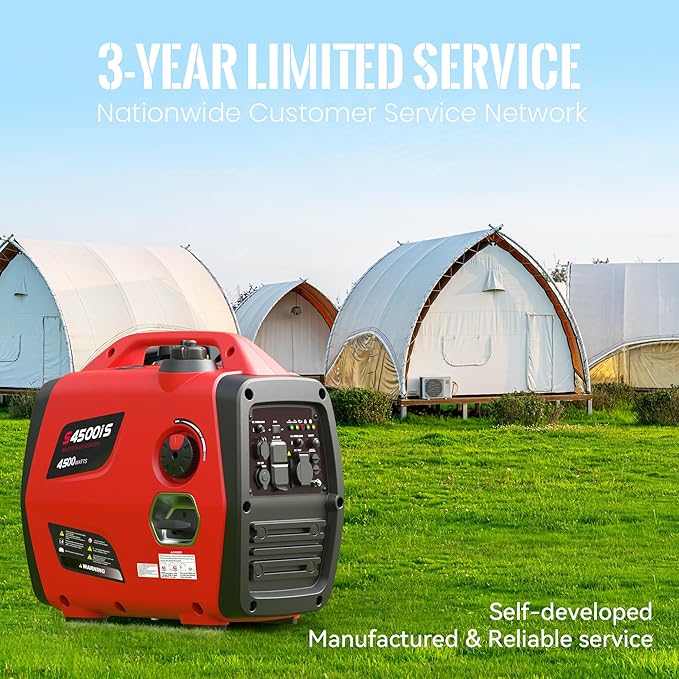 4500W Portable Generator Super Quiet Inverter Generator Ultra Lightweight for Home Backup Outdoor Camping, CO Sensor Protect, EPA, ECO Mode (4500W+CO Sensor)