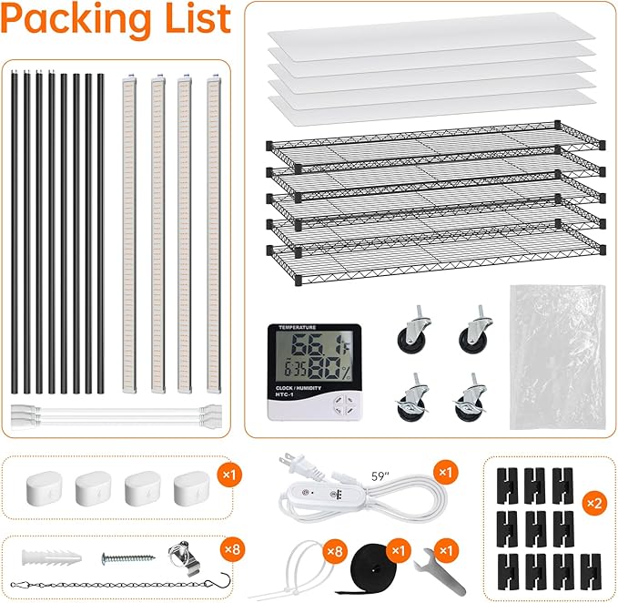 Bstrip Indoor Greenhouse with Grow Light, Tall Plant Stand with 4 Pack Full Spectrum Plant Lights , 3 Color Modes, Plant Shelf with Tent for Indoor Plant, Seed Starting, Seed Tray, 47.2"x17.8"x71"