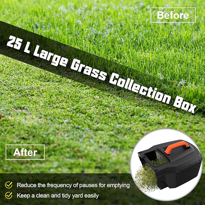 Electric Lawn Mower, 13" Corded Lawnmower with 10 Amp Copper Motor, 6.6-Gallon Grass Collection Box & 3-Position Heights, Push Lawn Mower Electric De-thatcher for Garden & Farmyard (Green)