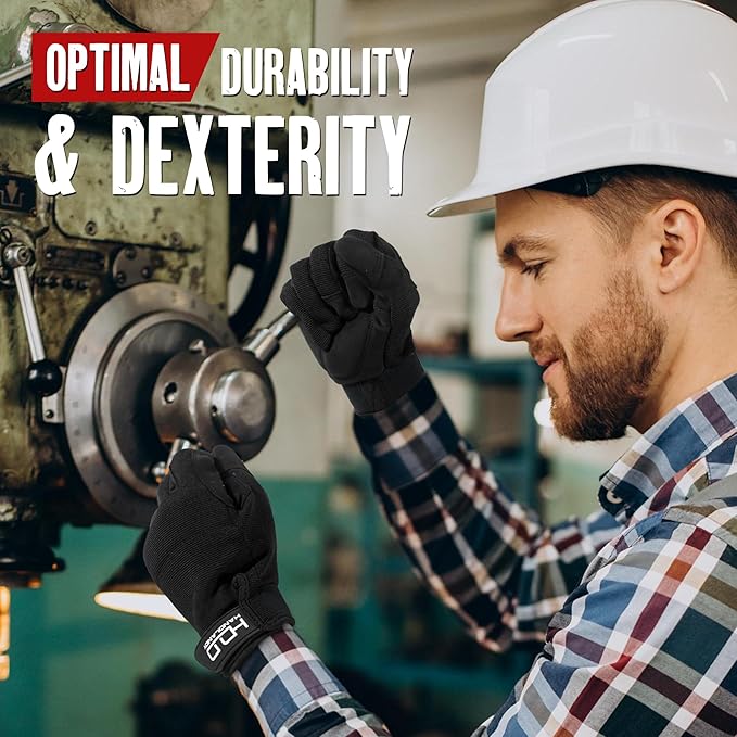 HANDLANDY Work Gloves for Men & Women, Utility Mechanic Working Gloves Touch Screen, Flexible Yard Work Gloves