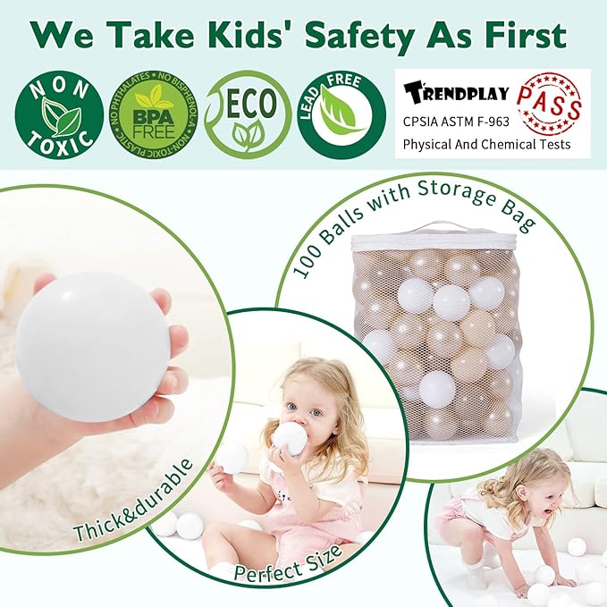 TRENDPLAY Plastic Balls for Ball Pits 2.2 Inch, Pack of 50 100 200 500 Hollow Balls, Perfect for Toddler Baby Pools,Party,Festival Decoration