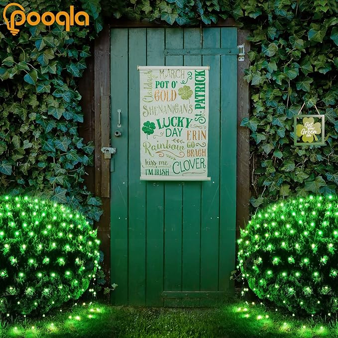 Pooqla 21 ft x 5 ft Net Lights, 360 LED Green Net Light Outdoor Mesh Light Halloween Lights 8 Modes for Bushes Yard Garden Party Decor