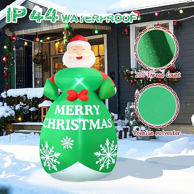2025 Christamas Inflatable Santa Claus 8FT Santa Holding A Gift Bag Christamas Inflatables Outdoor Decoration Xmas Santa Blow Up Yard Decorations Built-in 4 LEDs for Holiday Party Yard Garden Lawn