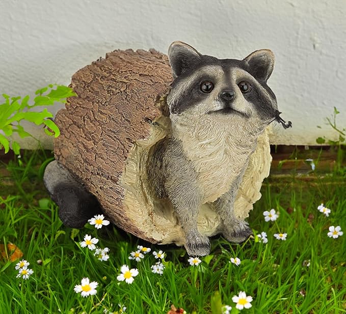 Teaeeno Garden Raccoon Decor Outdoor Animal Statue,Raccoon Decoration Large Lawn Ornament,Garden Animal Rustic Decor,Outdoor Decor Yard Lawn Home Decoration Yard Art,Outdoor Raccoons Gift