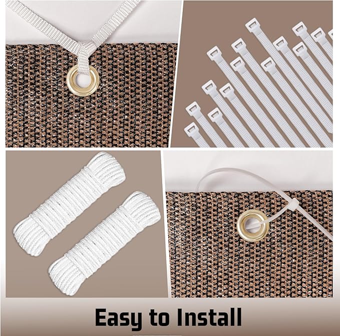 SUNNY GUARD Shade Cloth Custom Size 8x12 FT Sun Shade Screen Fabric Shade Cover Tarp with Grommets for Pergola Backyard Garden, Brown(We Customized)