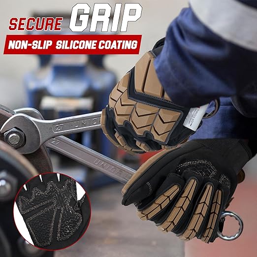 HANDLANDY Insulated Winter Work Gloves for Men, 3m Thinsulate Thermal Impact Gloves with Touchscreen for Cold Weather (Tan, Large)