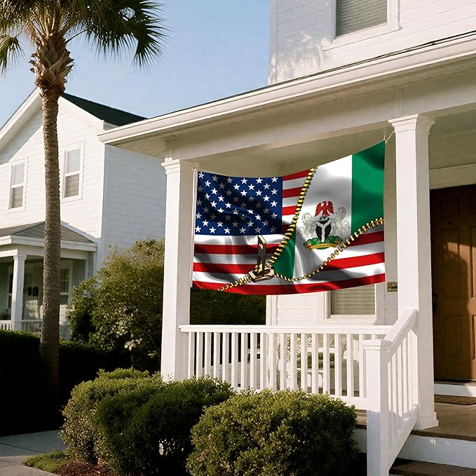 Vintage American America Usa Nigeria Nigerian Flags For Outside Yard 3x5 Ft Double Sided Printed 100d Polyester Lightweight Garden Welcome Outdoor Banner Brass Grommets