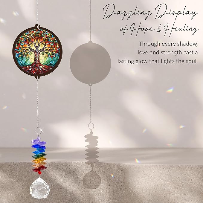 Memorial Suncatcher - Tree of Life Ornament - Sympathy Gift for Loss of Loved One - Bereavement Gifts - Condolence Gift - Memorial Rainbow Maker - Remembrance Ornament - Funeral Keepsake