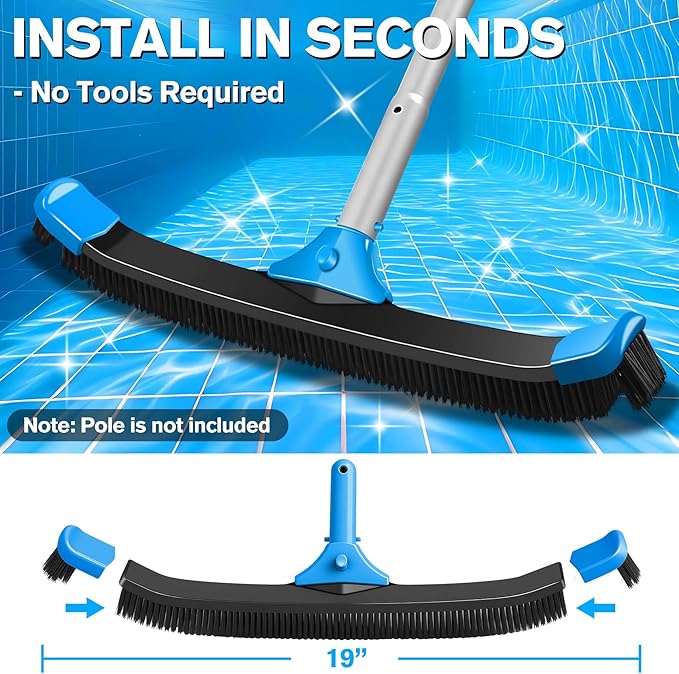 KingSom Swimming Pool Cleaning Kit,Pool Cleaning Tool with EZ Clip,Include 20" Round Pool Brush Head,19" Pool Scrub Brush,Deep Skimmer Net,Leaf Rake Net,Pool Cleaning Equipment for Above Pool(NO Pole)