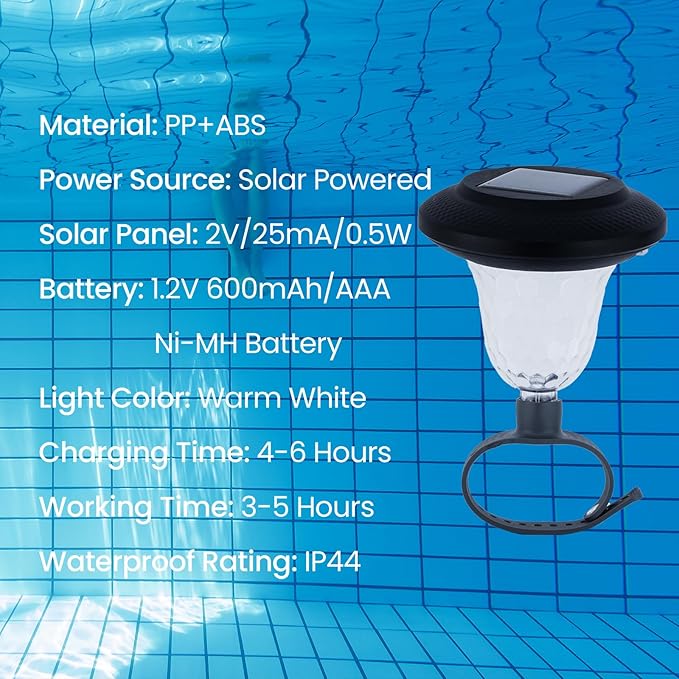 Energy Saving LED Pool Solar Lights, Pool Lights for Above Ground Pools,Multi-Color at Night Decor for Frame Swimming Pools(4PCS)
